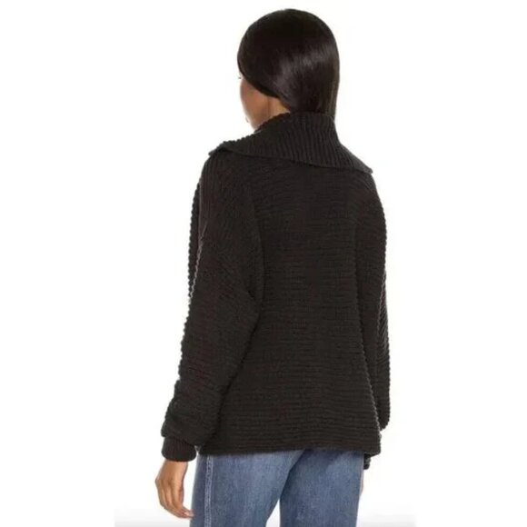 Free People MEDIUM Black Marlie Deep V Fringed Pullover Sweater - Picture 6 of 12